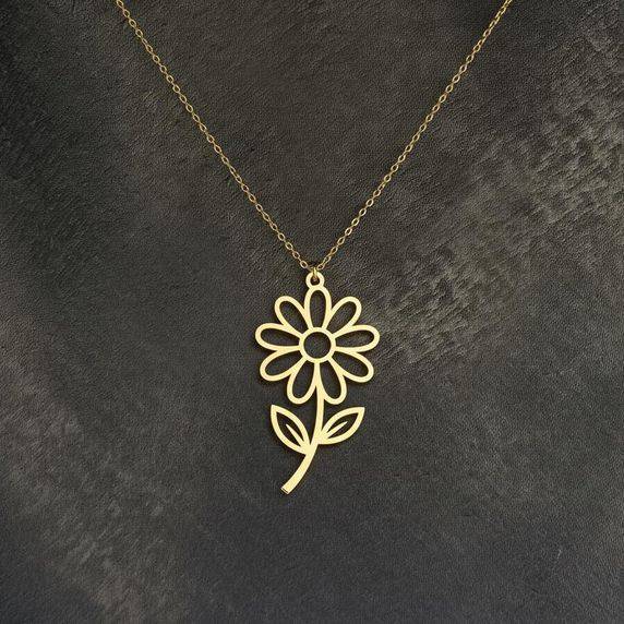 Golden Stainless Steel Flower Necklace