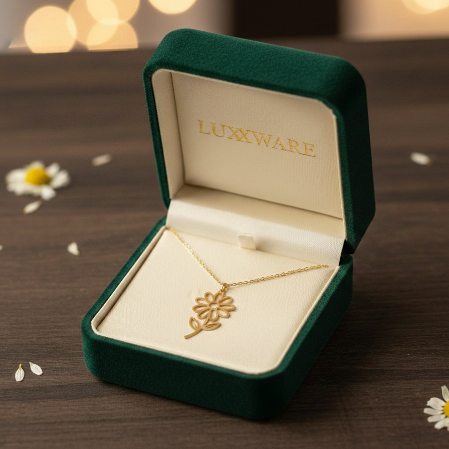 Golden Stainless Steel Flower Necklace