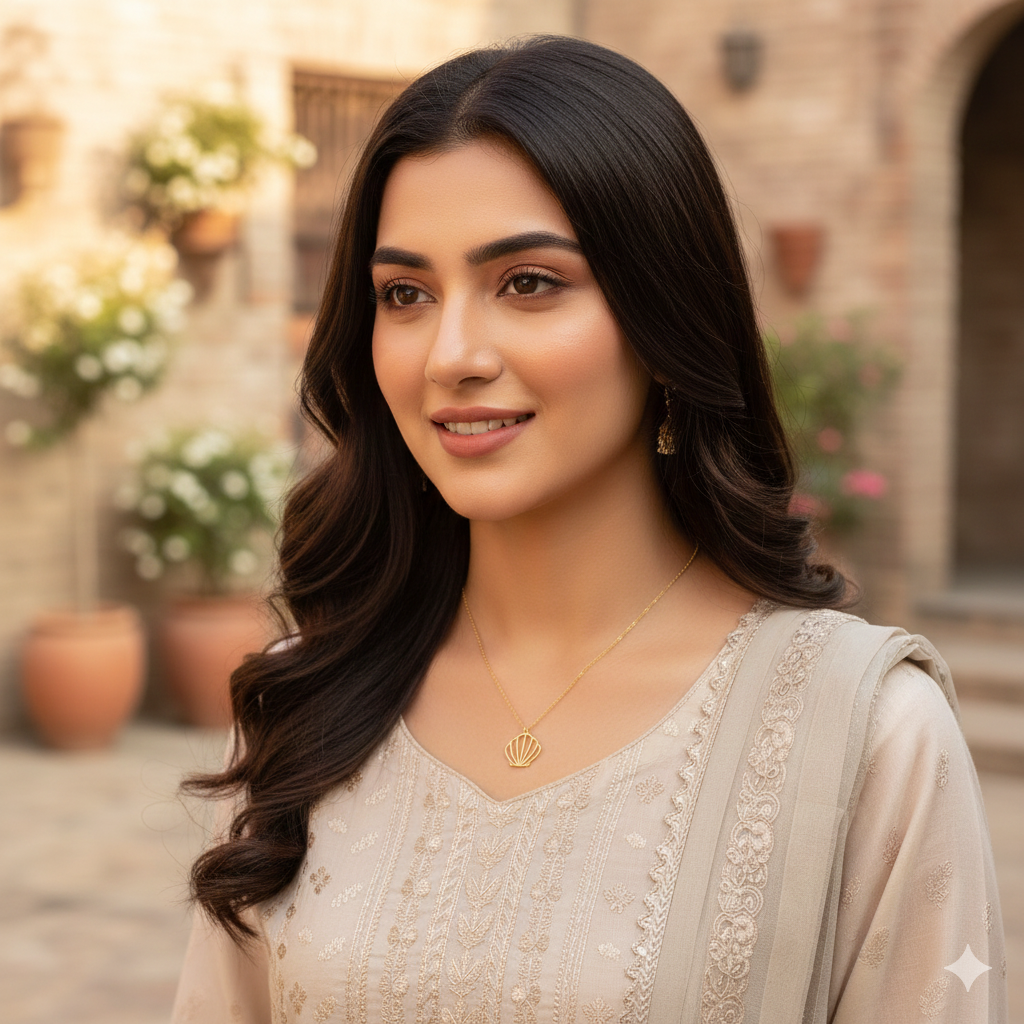 Golden Shell Pendant Necklace