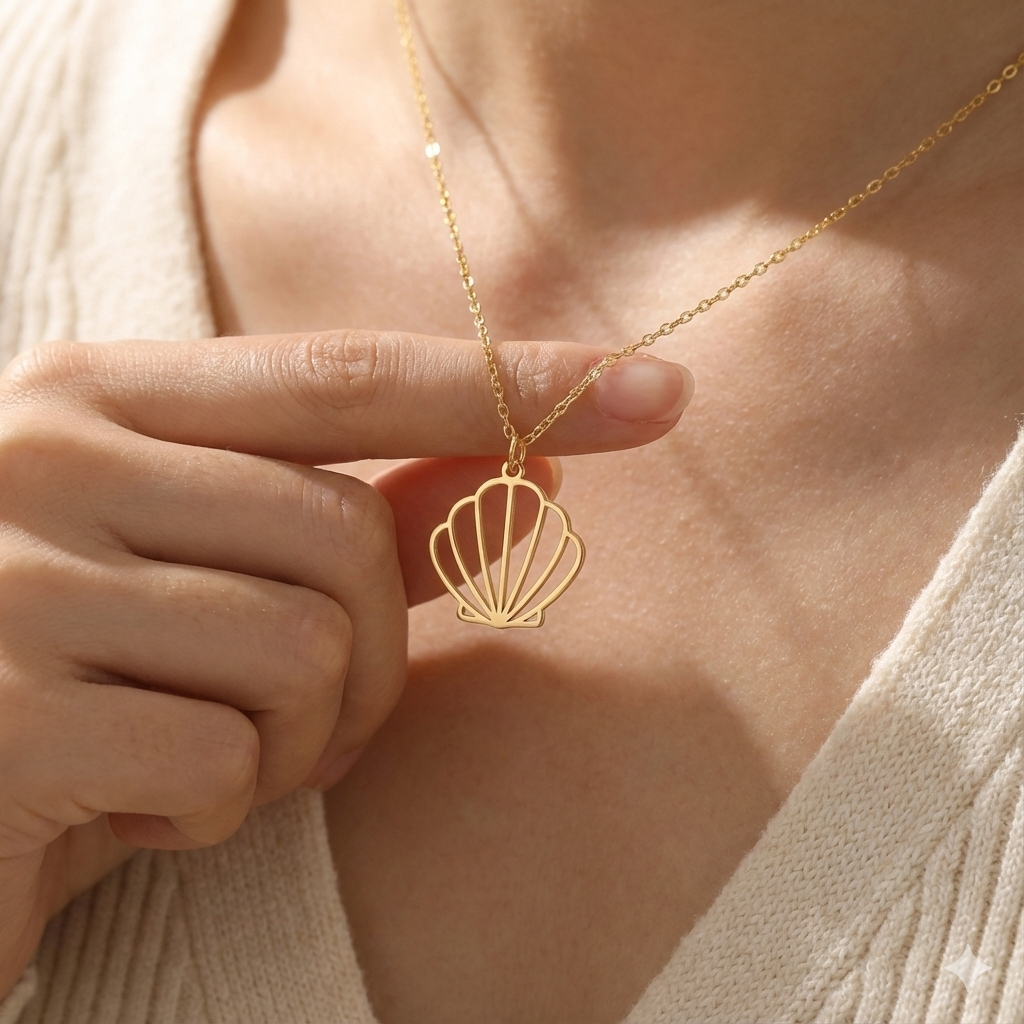 Golden Shell Pendant Necklace