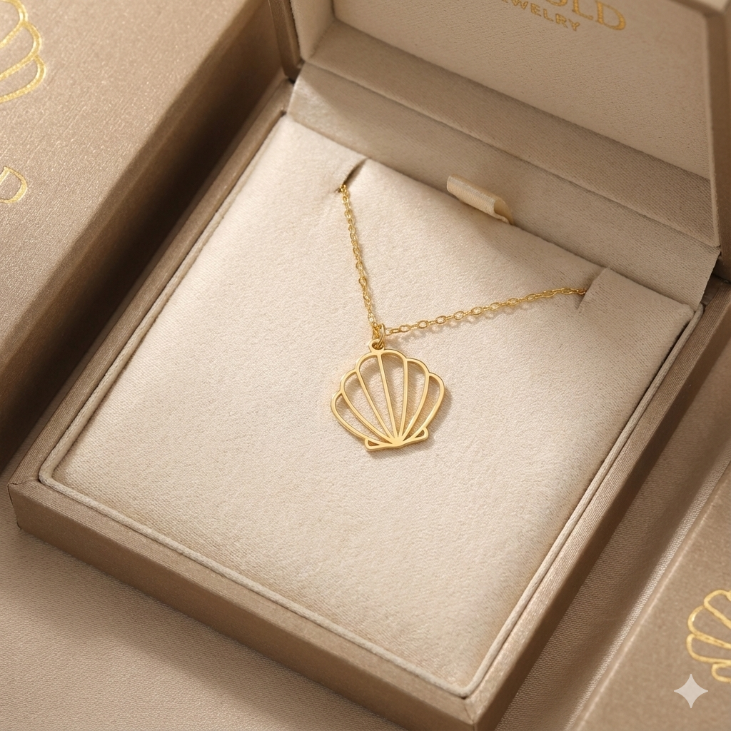 Golden Shell Pendant Necklace