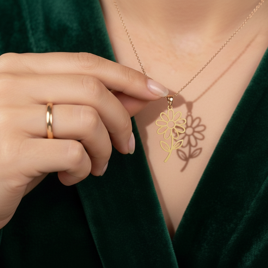 Golden Stainless Steel Flower Necklace